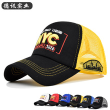 跨境NYC绣花棒球帽立体刺绣鸭舌帽网眼帽个性刺绣弯檐遮阳帽批发