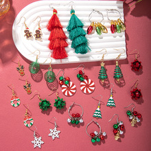 欧美爆款圣诞节耳环彩色灯泡铃铛耳环圣诞树耳饰圣诞饰品流苏耳环
