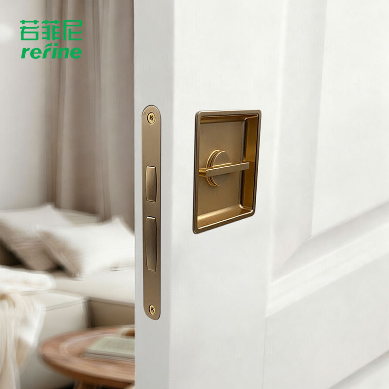Sliding Door Lock, Kitchen Sliding Door Lock, Bathroom Embedded Black Sliding Door Lock, Indoor Pocket Door Lock, Door Handle