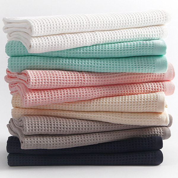 Japanese-style Good Cotton Towel Solid Color Soft Waffle Skin-friendly Pure Cotton Face Towel Honeycomb Household Large Bath Towel