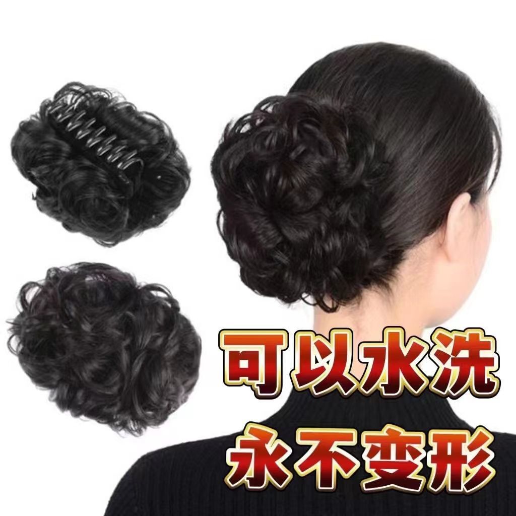 Perruca de mujer agarrando clip de pelo anillo de pelo bola de cabeza de cabello de flores curvas cortas agarrando clip de brotes de cabello flojo gran cola de pelo