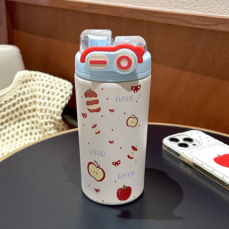 水杯保温杯女生2025新款便携不锈钢茶水分离双饮学生可爱吸管杯子|undefined