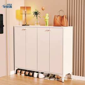 鞋柜家用门口钢制鞋架现代简约入户玄关柜带门锁大容量门口一体柜