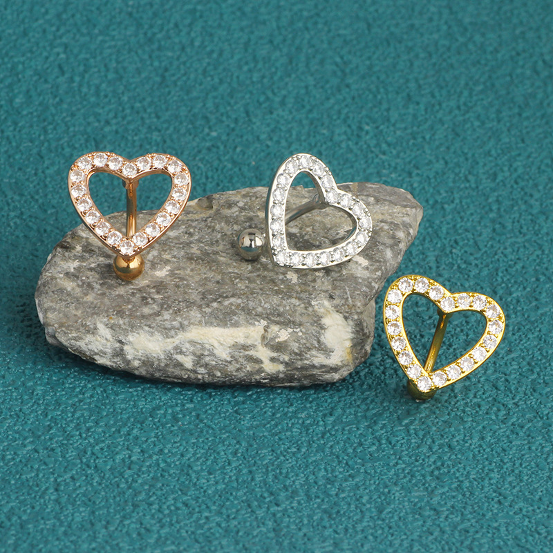Holiday, Daily, Street Occasion 306 Stainless Steel Material 1 Piece Belly Rings Casual Streetwear Heart Shape 306 Stainless Steel Plating Belly Rings