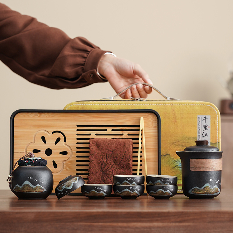 Travel Camping Outdoor Gifts Qingshan Feiniao Business Tea Set Coarse Pottery Portable Set Custom Logo Wholesale Souvenir Travel Camping Outdoor Gifts Qingshan Feiniao Business Tea Set Coarse Pottery Portable Set Custom Logo Wholesale Souvenir