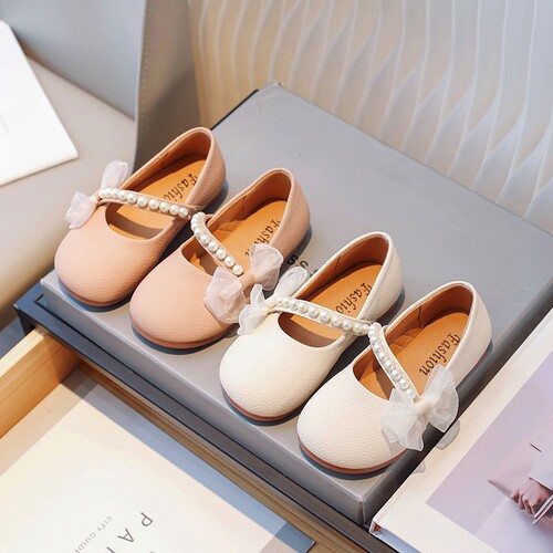 Children's Butterfly Princess Shoes for Girls 2025 Spring and Autumn Season Comfortable Soft Sole Fashion Pearl Shoes