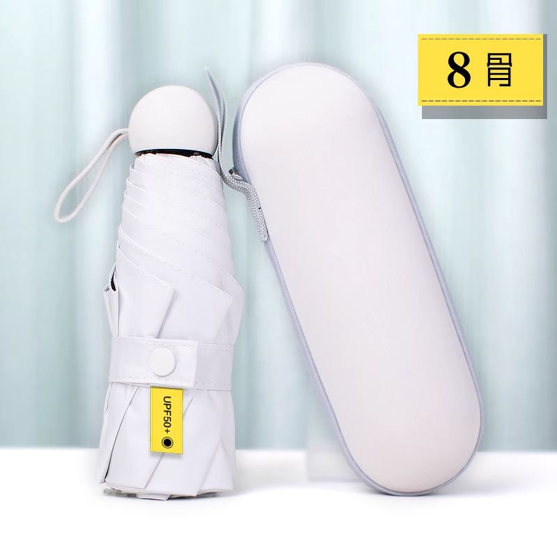 Paraguas cápsula ultraligero, paraguas de protección solar engrosado, doble uso para sol y lluvia, paraguas para mujer, mini paraguas plegable personalizado al por mayor.