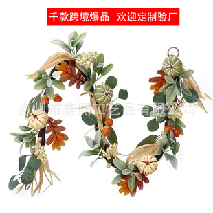 Cross-Border New Product Autum Hand-Rolled Pumpkin Vine Amazon Halloween Harvest Festival Garland Home Decoration Rattan