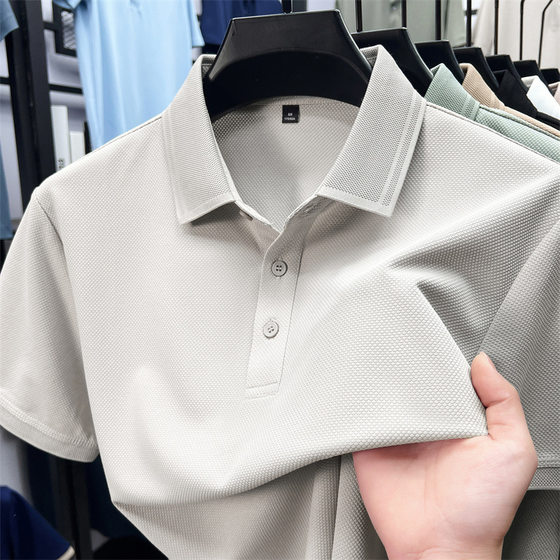 2025 Summer New Men's Polo Shirt High-end Elastic Cotton Middle-aged Business Casual Lel Short-sleeved T-shirt for Men