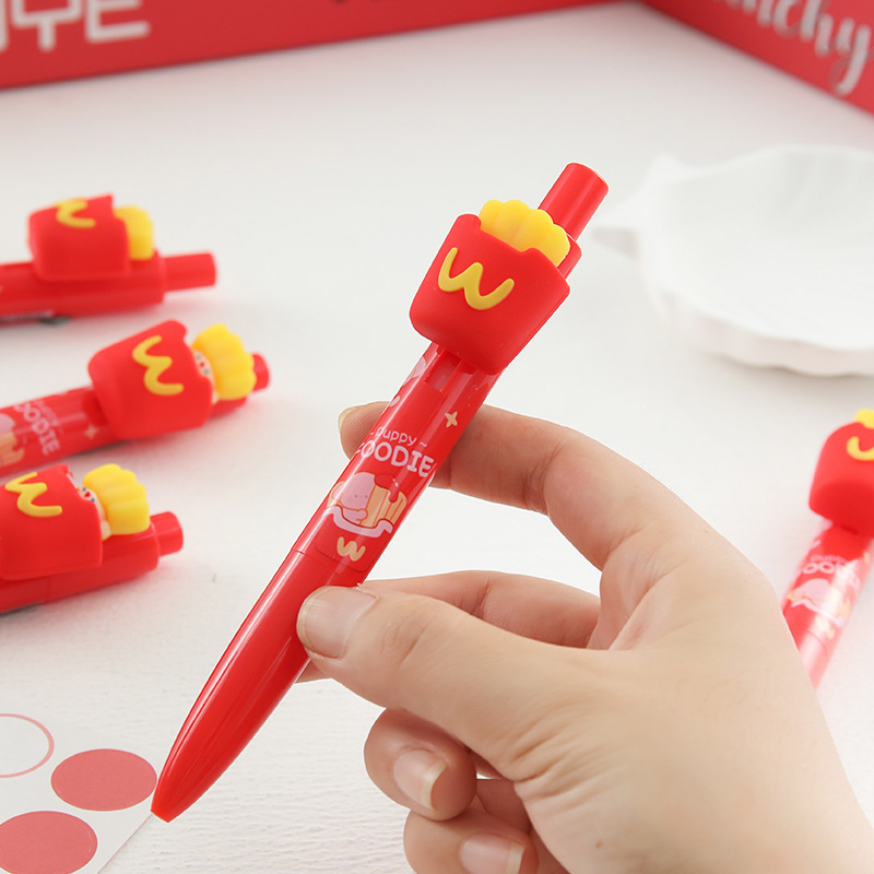 Comida Burger Puppy Surprise Pen Creativo Dibujos animados Forma de goma suave Peekaboo Pluma de gel Papelería de aprendizaje para estudiantes