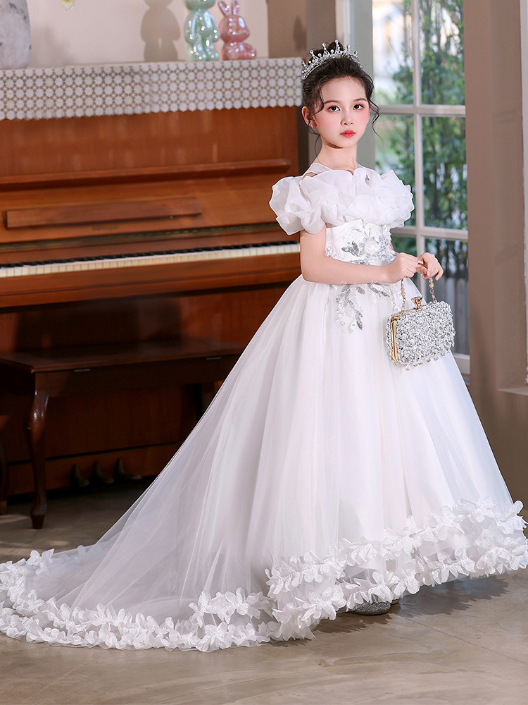 Vestidos para niños 2025 nuevo estilo estilo occidental niña niña hinchada niña piano performance traje niña trapear el piso vestido de princesa