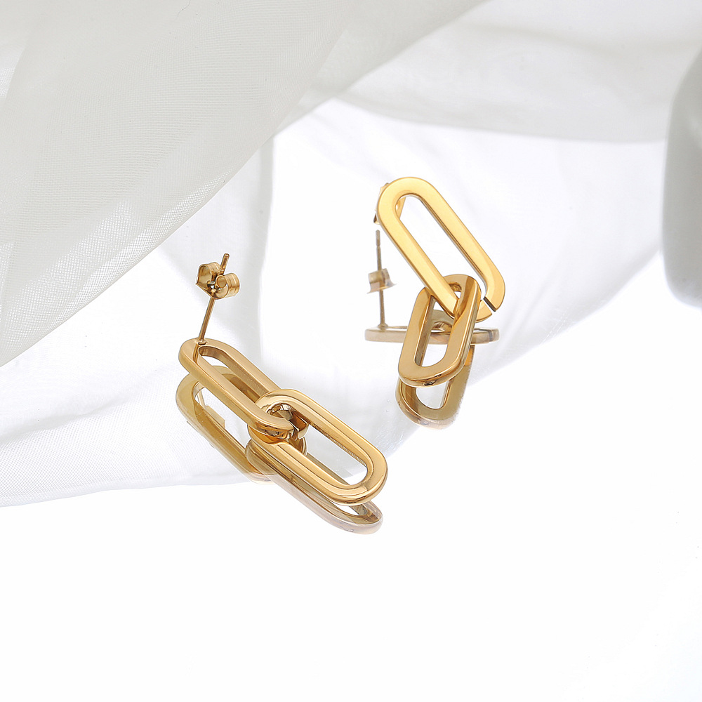 Simple Style Geometric Titanium Steel Drop Earrings Gold Plated Stainless Steel Earrings display picture 4
