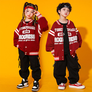 Children boys girls rapper jazz street dance costumes gogo dancers dance tide suit boy hip-hop drum model show clothing  for kids