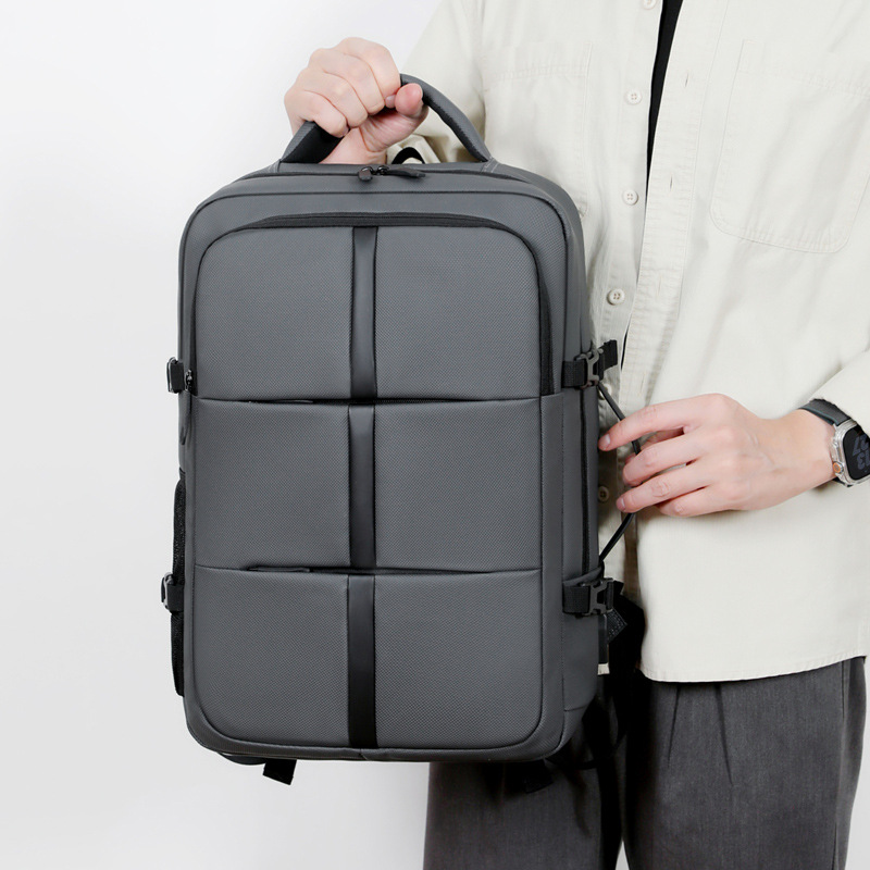 Mochila de viaje expandible, bolsa portátil de computadora portátil para hombres, mochila multifuncional de carga USB