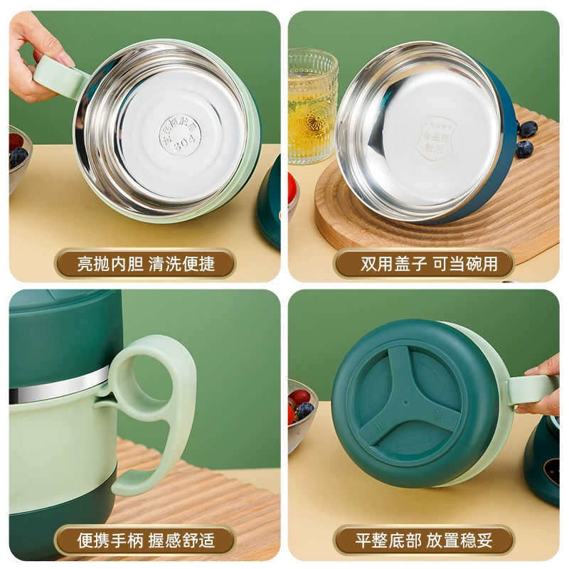Capacious double-layer thermos stainless steel for students, lunch box, stainless steel AISI 304