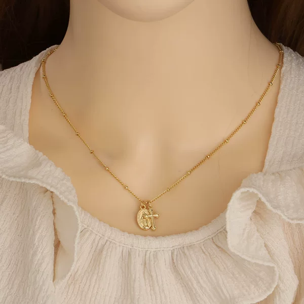 European and American Cross-Border Jewelry Cross Virgin Mary Necklace Women's Export Creative Accessories Clavicle Chain Without Box