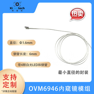 OVM6946 Endoscope Module Package Diameter 1.6mm with 4*LED and Steel Tube, Support Production by Demand