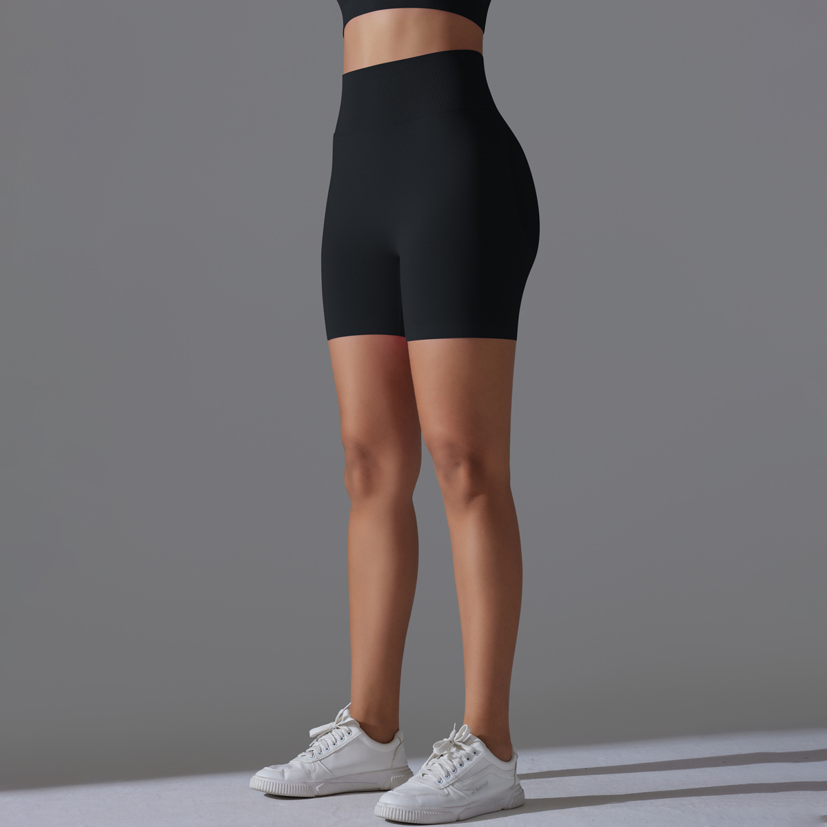 Seamless Solid Color Shorts Tight Running Fitness Yoga Wear High Waist Butt-Lifting Peach Sports Pants_viptrois.com