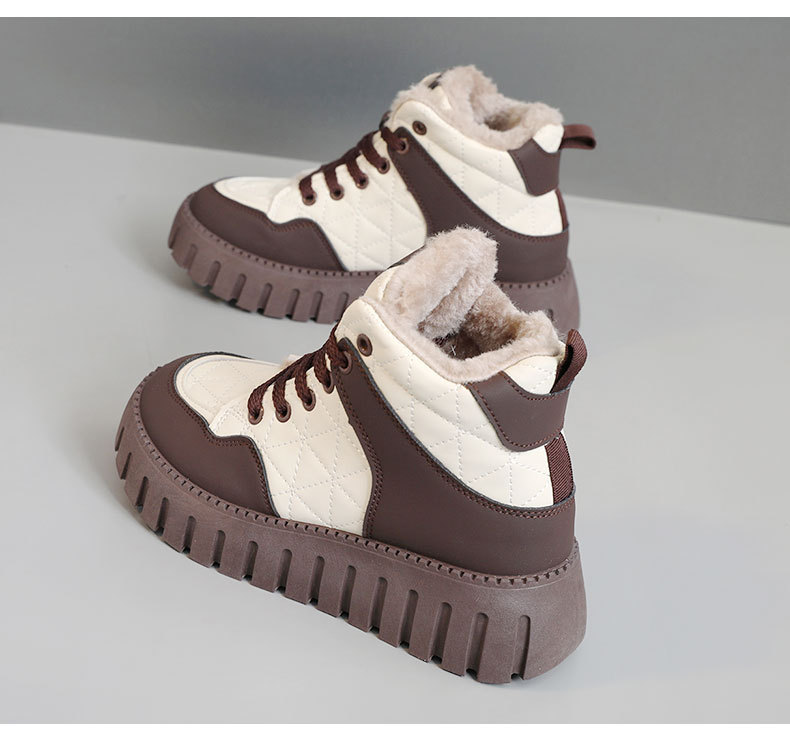 KT2512-2 new 2024 winter thick soled women's shoes with color matching and plush insulation cotton shoes, high top_voghion.com