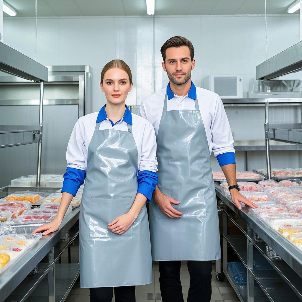 열 맞는 스트랩 TPU 방수 내유성 앞치마 파란색 흰색 성인 목 앞치마