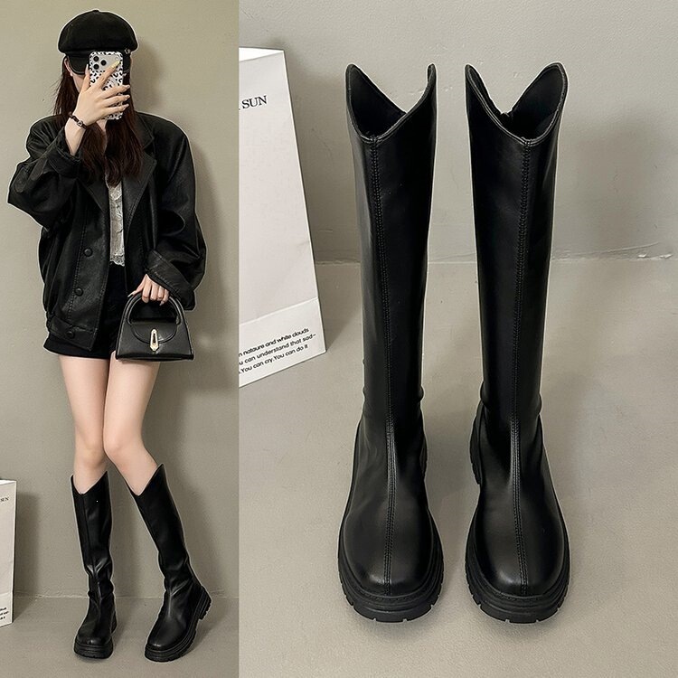 Women's Long Boots 2025 Autumn New Thick-Soled Slimming Flat Fashion High-Tube Riding Boots Trendy Summer Boots Women's Long Boots 2025 Autumn New Thick-Soled Slimming Flat Fashion High-Tube Riding Boots Trendy Summer Boots