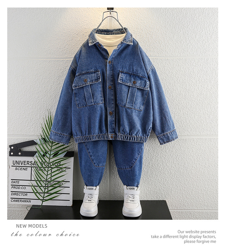 Besticktes Cowboy-Set für Jungen 2024 Frühlings- und Herbstkleidung, hübsches zweiteiliges Set mit trendiger Marke, mittelgroß und klein_voghion.com