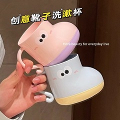 ビッグアイズクリエイティブシンプルな歯磨きマウスウォッシュカップカップル歯ブラシカッププラスチックカップかわいい家庭用歯ブラシカップ洗濯