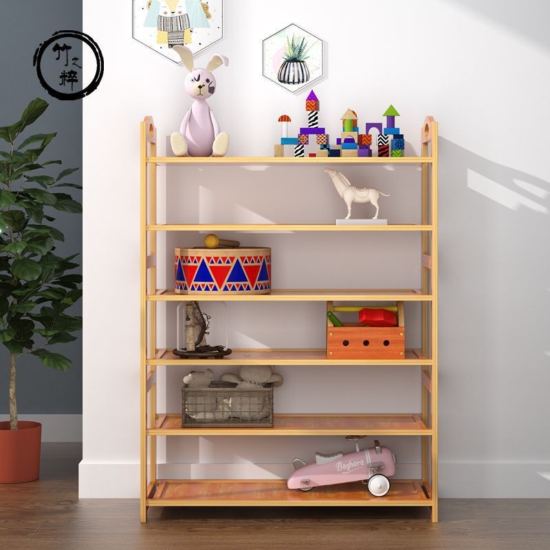 Zapateros de bambú, zapateros domésticos simples de varias capas, zapateros, zapateros, cabezas de madera no maciza, estantes de almacenamiento de dormitorios ensamblados en la puerta