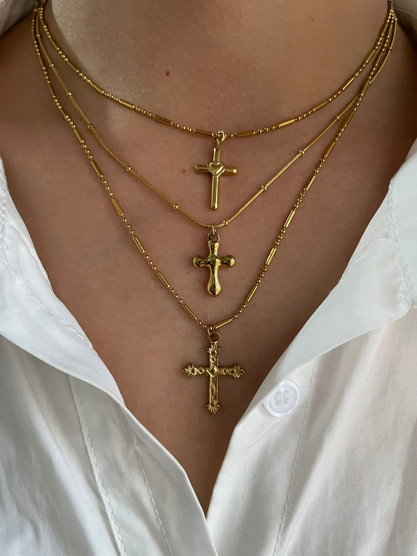 1 Piece Quantity Holiday, Daily Occasion Wholesale Jewelry Modern Style Classic Style Cross Titanium Steel Plating Pendant Necklace