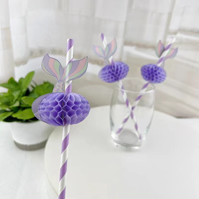 Nuevo cm creativo tridimensional panal sirena forma decoración papel desechable paja