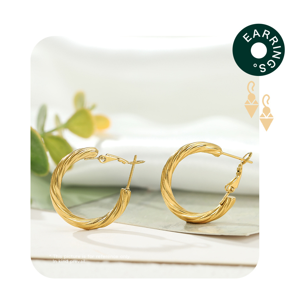 Fashion Circle Stainless Steel Plating Earrings 1 Pair