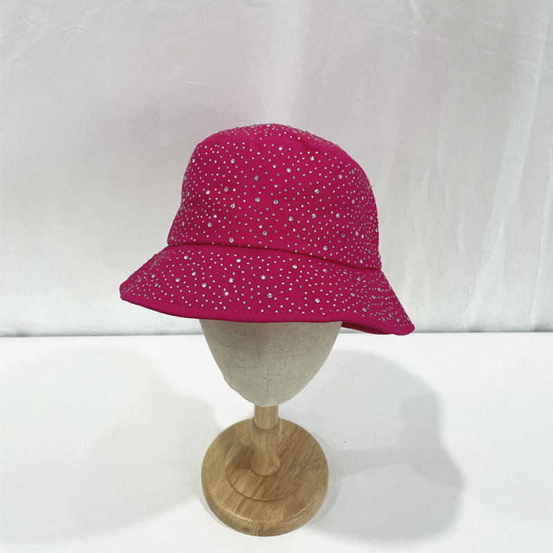 Femmes Décontractée Élégant Couleur Unie Strass Avant-toit Large Chapeau Seau display picture 12