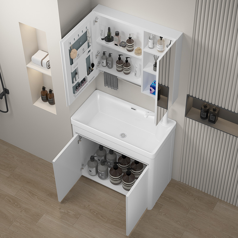 蜂窝铝浴室柜组合陶瓷一体洗手盆卫生间圆角弧形洗漱台加深洗脸池