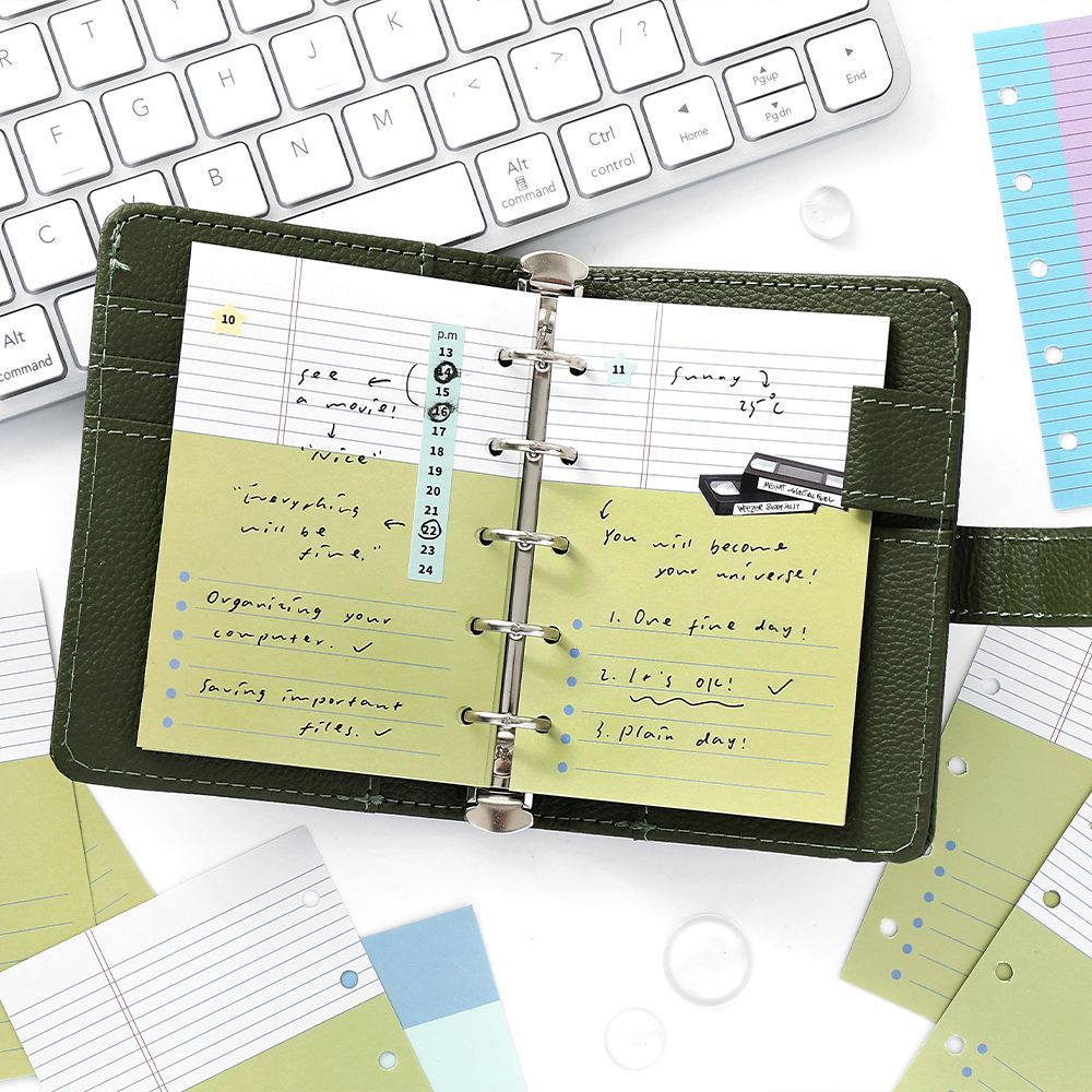 Páginas interiores recargables para cuaderno Mr. Paper M5, para narrativa de estilo de vida, papel perforado de hojas sueltas para dibujo a mano, notas adhesivas de repuesto.