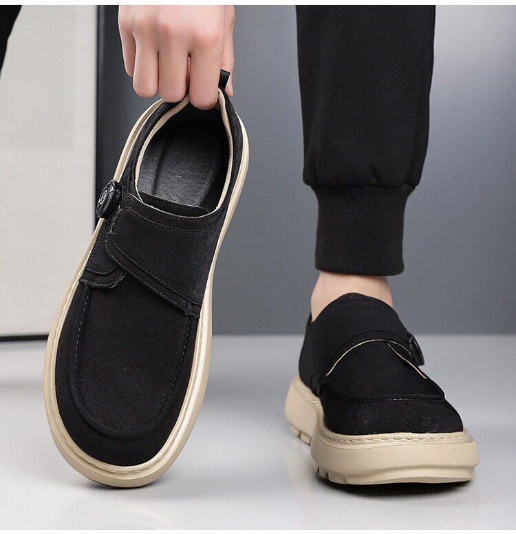 Giày thể thao nam sneaker lưới thoáng khí khóa xoay đế dày — Màu kaki, màu xám, màu đen chi tiết 17