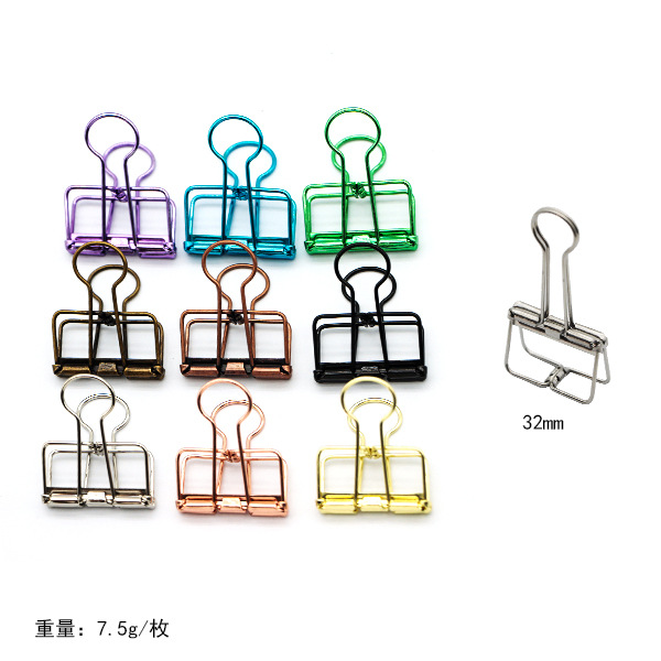 Clip de cola larga de oficina creativo, clip hueco, juego simple de color, clip de almacenamiento de archivos, clip de recibo de metal, clip al por mayor
