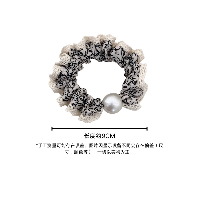 黒と白の高品質レースヘアゴム、ファッショナブルでシンプルなパールヘッドバンド、高弾性ヘアゴム、ボールヘアゴム|undefined