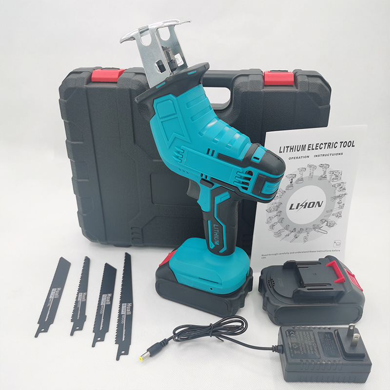 跨境套装锂电马刀锯电动往复锯木工锯骨头PVC钢筋电动工具套装