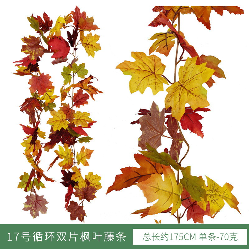 Hoja de arce artificial ratán Halloween adornos hojas artificiales artificial verde planta pared Amazon Acción de Gracias decoración colgante de pared