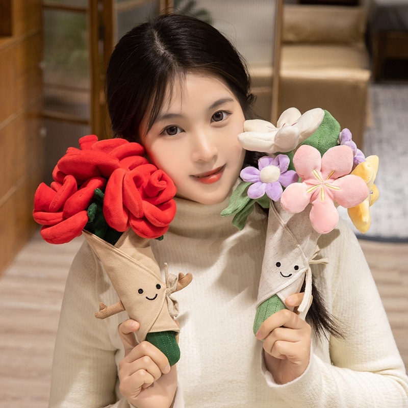 jc手捧花系列毛绒玩具创意红玫瑰花束玩偶安抚陪伴节日礼物女生|undefined