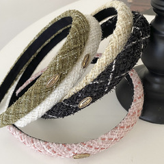 Autumn/Winter Korean Style Knit Headband with Instagram Aesthetic, Forest Girl Simple and Versatile Headband with Pearl Accessories and Knitted Hair Accessory