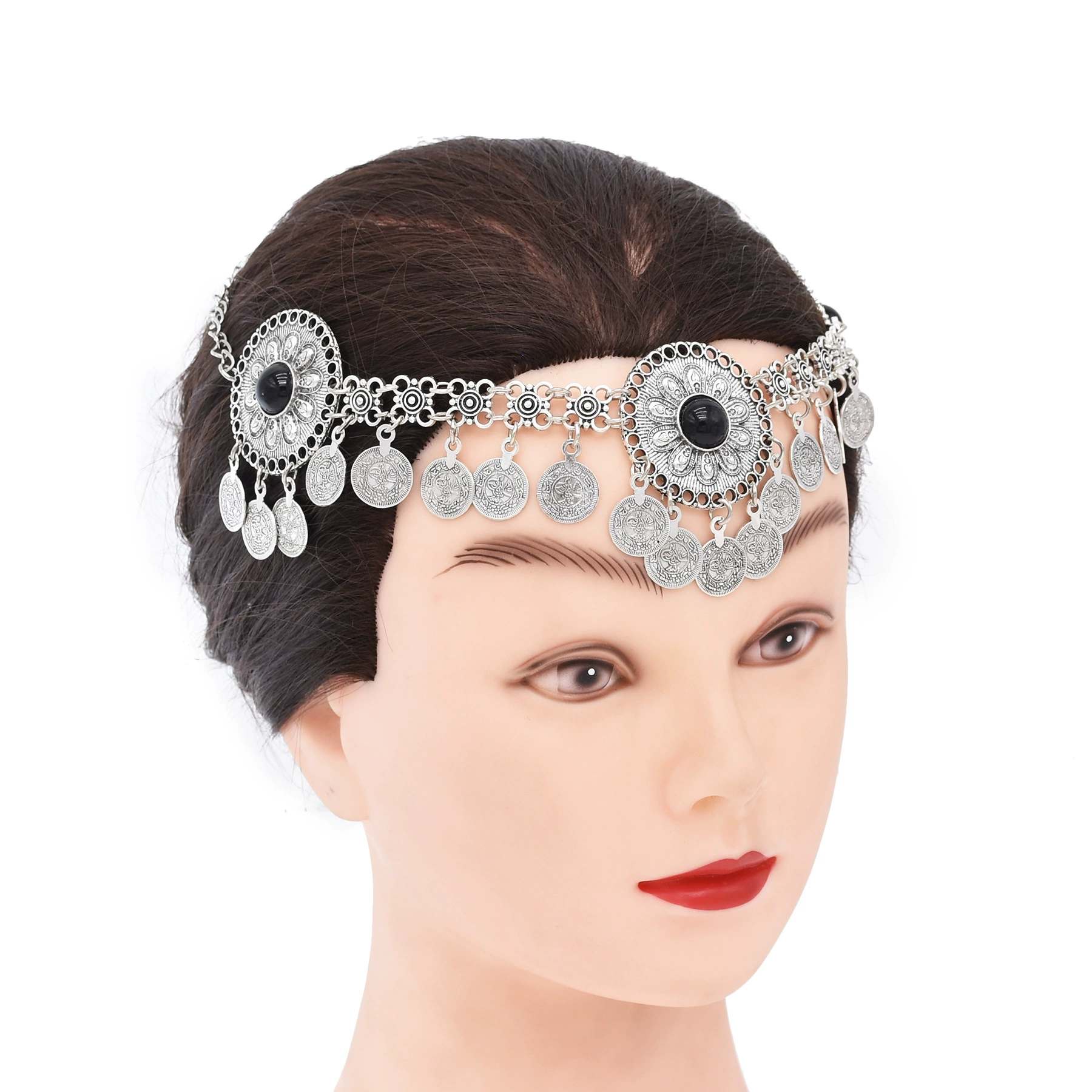 Этническая hair accessory, металлические бирюзовые монеты, валюта, повязка на голову для фотосессий, этнический стиль