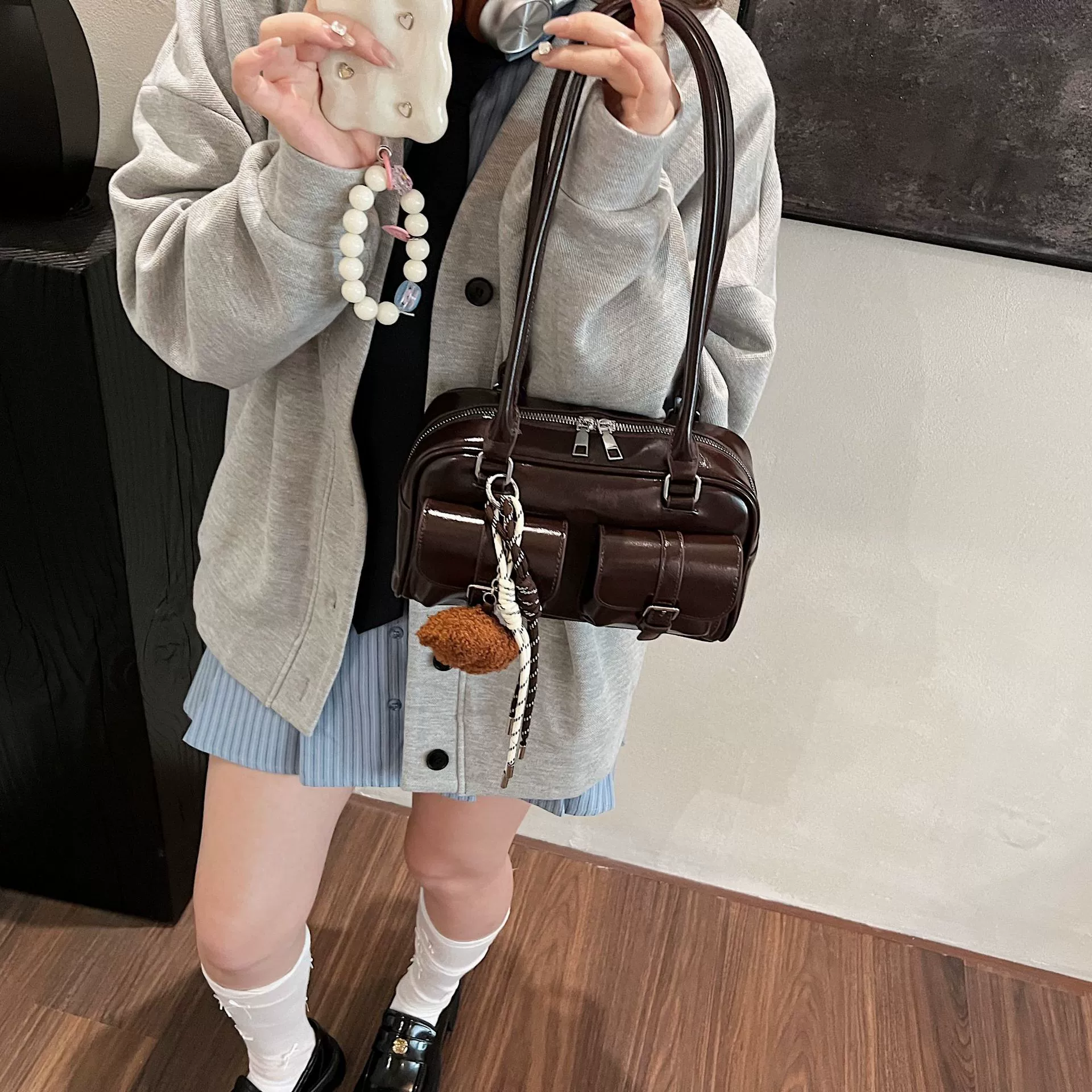 Сумка через плечо (Swan) из PU, однотонная, стиль light luxury, размеры 26×9×15 см