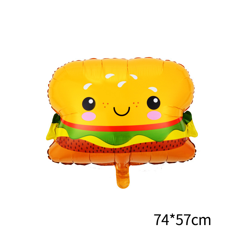 Nuevos globos de aluminio con forma de donut, hamburguesa, pizza, palomitas de maíz, helado, artículos de decoración para cumpleaños infantiles, globos. image 24
