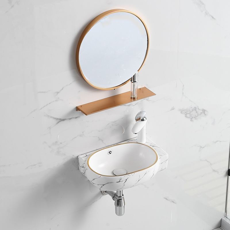 Mini Small Size Wall Hanging Wash Basin Small Apartment Bathroom Washstand Home Balcony Ceramic Wash Basin Single Basin