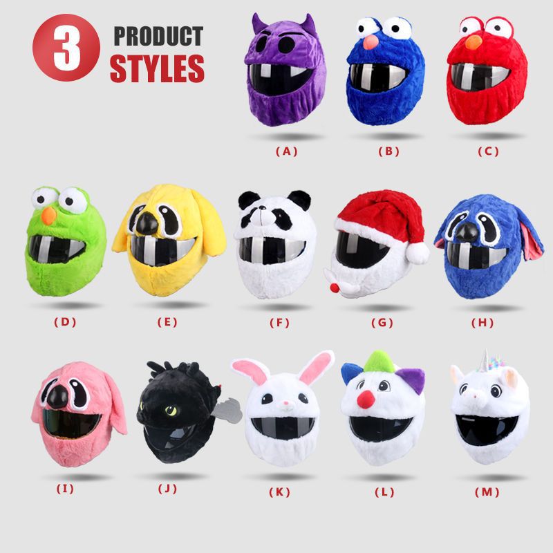 Helmet Protective Hood for Men and Women Motorcycle Full-Face Helmet Cartoon Plush Animal Cute Hood Rabbit Mask Animal
