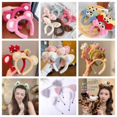 女の子の洗顔ヘッドバンド、かわいい漫画の猫のヘッドバンド、クマのイチゴの洗顔ヘアアクセサリー、メーカー在庫卸売