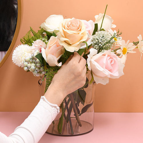 Wake Flower Barrel Household Acrylic Transparent Container Fresh Flowers Flower Shop Special Deep Water Flower Keeping Flower Arrangement Flower Tube Plastic