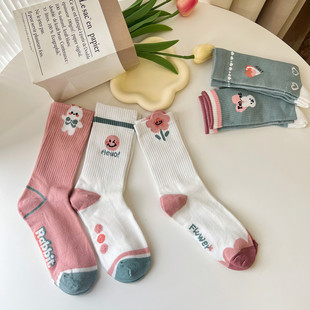 Autumn and Winter mid-calf socks fashionable socks breathable lace socks cute rabbit love wooden ear twist socks pile socks female confinement socks