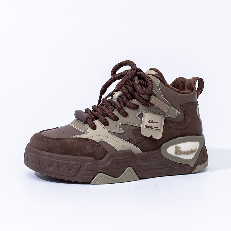 Zapatos de skate cómodos de alto rendimiento con lazos de color combinados de alto valor de apariencia y zapatos de algodón de pelusa para estudiantes de fiesta calentadas diarias